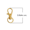 LARGE - 10 pcs. Gold Plated Lobster Swivel Clasps for Key Ring - 33mm x 13mm- Rotates - Claw Clasps