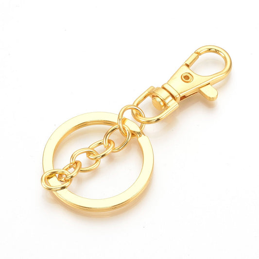 CL115 - 10 pcs. Golden Tone Lobster Swivel Clasp and Key Ring - 73mm (2.87 inch) - Claw Clasps