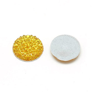 CA422 - 10 pcs Druzy Resin Embellishment Cabochons Yellow - 20mm - Shimmer Style