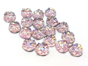 CA245 - 10 pcs. Druzy Resin Embellishment Cabochons Light Pink Blush Multicolor - 10mm