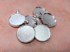 P973B - 25 pcs. Silver Plated Pendant Trays Circle Posts Settings Bezels Cabochons - 25mm Glue Pad Setting (1 inch) - Double-Sided - High Quality