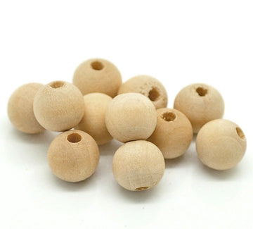 BD433 - 300 pcs Natural Wooden Wood Round Spacer Beads - 10x9mm (3/8") - 10mm x 9mm - Hole Size: 2.8mm