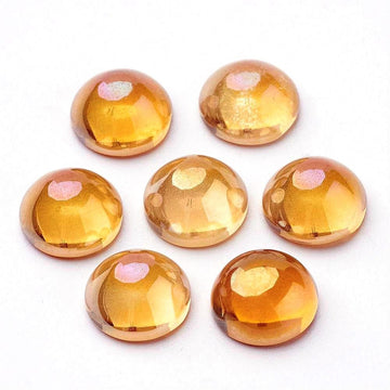 CA046B - 100 pcs Electroplated Amber Colored Glass Tiles Domes Embellishment Cabochons - 10mm - Multicolor