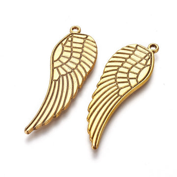 P1017 - 10 pcs. LARGE Antique Gold Wings Charms - 16mm x 49mm - 2 inches long