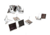 E356 - 10 pcs. Silver Tone Square Earring Posts Studs Settings Bezels Cabochons Tacks- 12mm x 12mm Glue Pad Setting