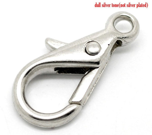 CL136 - 20 pcs. Silver Tone Lobster Clasps - 28mm x 15mm (1.1 inch) - Claw Clasps