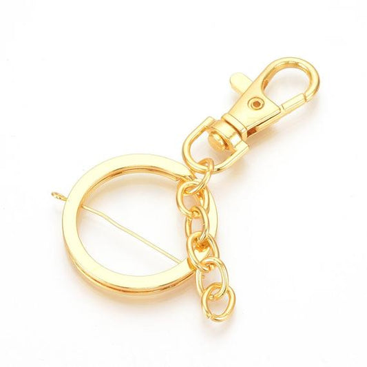CL115 - 10 pcs. Golden Tone Lobster Swivel Clasp and Key Ring - 73mm (2.87 inch) - Claw Clasps