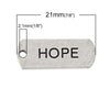P320 - 10 pcs. Antique Silver "Hope" Rectangle Charms Pendants - 21mm X 8mm