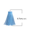 P520 - 5 pcs. Light Blue White Faux Leather Tassel Dangle Charms Pendants - 6.7cm (2.64") - Great for Light Earrings, Necklaces or Dangles!