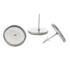 E319 - 30 pcs. 304 Stainless Steel Earring Posts Studs Settings Bezels Cabochons Tacks - 10mm Glue Pad Setting - Silver Tone