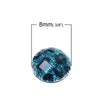 CA246 - 10 pcs Resin Embellishment Cabochons Peacock Blue and Black - 8mm - Faceted Glitter Dome Design - Animal Print