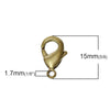 CL051 - 10 pcs. Brass Unplated Lobster Clasps - 15mm x 8mm - Claw Clasps
