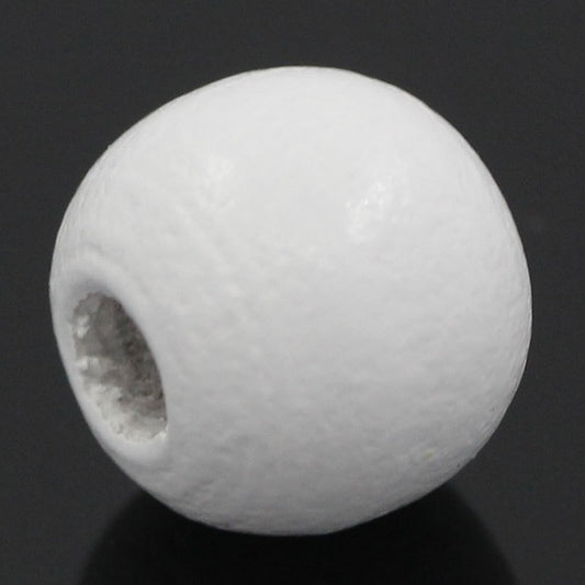 BD323 - 200 pcs White Wooden Wood Round Spacer Beads - 10x9mm