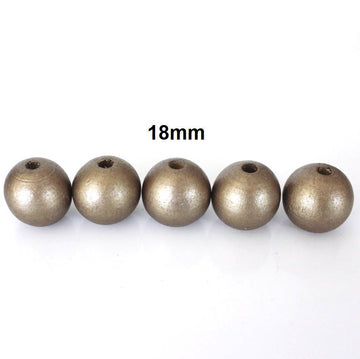 BD383 - 10 pcs Golden Silver Bronze Wooden Wood Round Spacer Beads - 18mm - Gold - Hole Size: 3mm