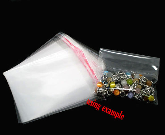 S002 - 200 Clear Transparent Self-Sealing Self-Adhesive Bags - 12cm x 9cm (10cm x 9cm usable space) - 4.72"