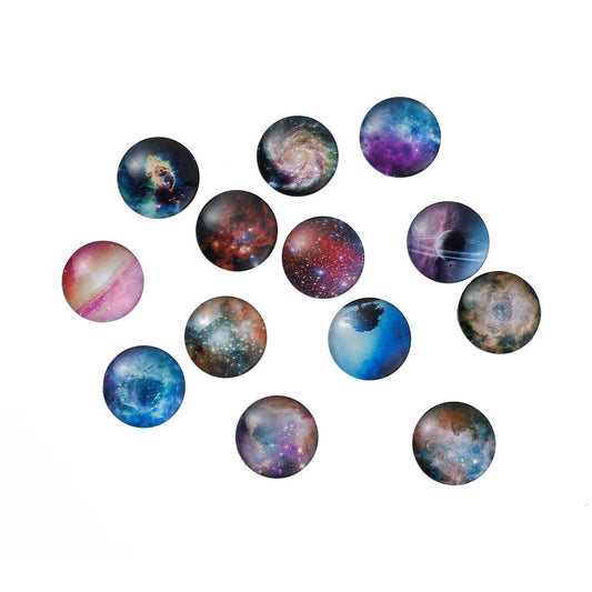 CA493 - 10 pcs Circle Galaxy Universe Glass Round Dome Seals Tiles Cabochons - 25mm (1 inch)