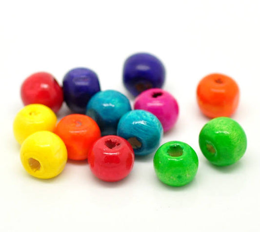 BD537A - 200 pcs Assortment Wooden Wood Round Spacer Beads - 8mm (0.32") - Hole Size: 2.1mm - Variety Pack!