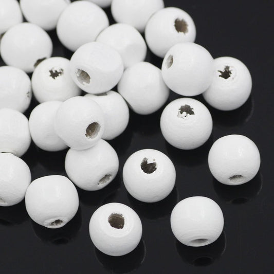 BD323 - 200 pcs White Wooden Wood Round Spacer Beads - 10x9mm