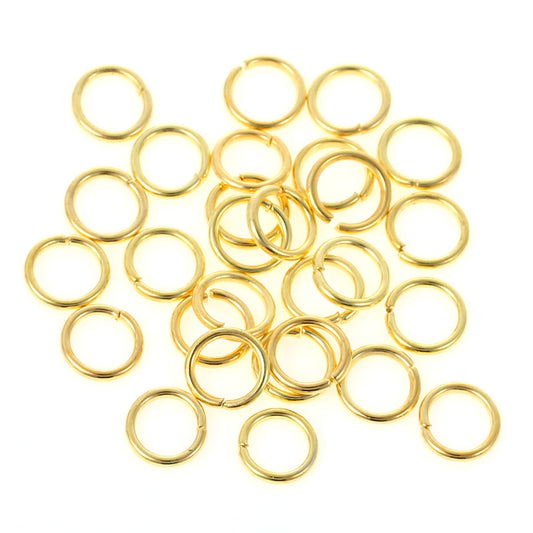 J234 - 1000 pcs Gold Plated Open Jump Rings - 7mm - 18 Gauge (1mm Thick)