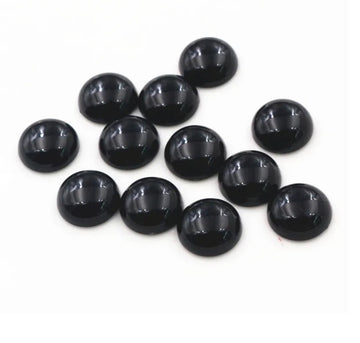 RC0076 - 10 pcs Resin Embellishment Cabochons Solid Black - 12mm - Circle - Dome