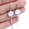 E668 - 10 pcs. 304 Stainless Steel Silver Tone Earring Dangle Hooks Bezels - 12mm Setting - 25mm Bar