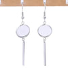 E668 - 10 pcs. 304 Stainless Steel Silver Tone Earring Dangle Hooks Bezels - 12mm Setting - 25mm Bar