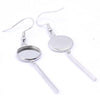E668 - 10 pcs. 304 Stainless Steel Silver Tone Earring Dangle Hooks Bezels - 12mm Setting - 25mm Bar