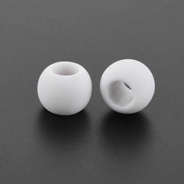 BD827 - 100 pcs White Smooth Ball Spacer Beads - 11mm - Large Hole: 6mm - MATTE - Fits European Cords and Paracord!