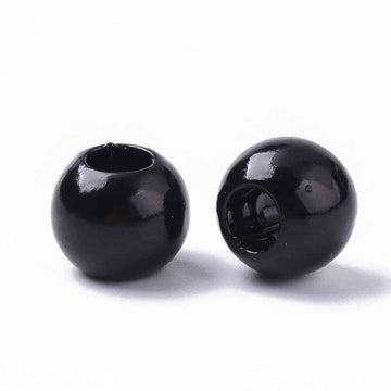 BD826 - 100 pcs Black Smooth ABS Plastic Ball Spacer Beads - 12mm - Large Hole: 5mm - Fits European Cords and Paracord!