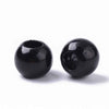 BD826CU - 53 pcs Black Smooth ABS Plastic Ball Spacer Beads - 12mm - Large Hole: 5mm - Fits European Cords and Paracord!