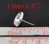 E584 - 50 pcs. Silver Plated Earring Posts Studs Settings Bezels Cabochons Tacks- 10mm Glue Pad Setting