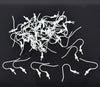 E025B - 100 pcs Silver Plated Earring Hooks with Spring and Ball - 18x19mm - Perpendicular Loop