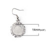 E122 - 10 pcs. Silver Tone Earring Dangle Hooks Settings Bezels Cabochons - 14mm Glue Pad Setting - Ornamented - Carved