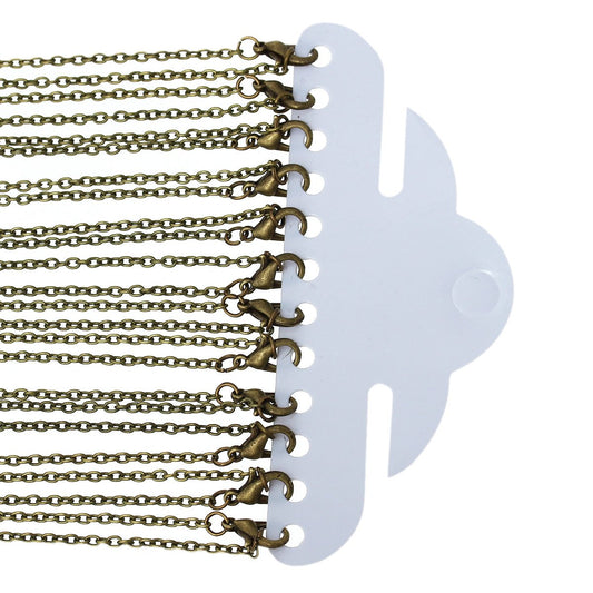 N078 - 12 pcs. Antique Bronze Cable Chain Link Necklaces 24 3/8" - (3 x 2mm Links) - Lobster Clasps - Claw Clasps