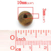 BD435 - 300 pcs Brown Coffee striped Wooden Round Spacer Beads - 10mm (0.39")