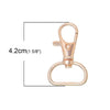 LARGE - 10 pcs. Rose Gold Plated Lobster Swivel Clasps for Key Ring - 42mm x 26mm - Claw Clasps - (1.65" x 1")