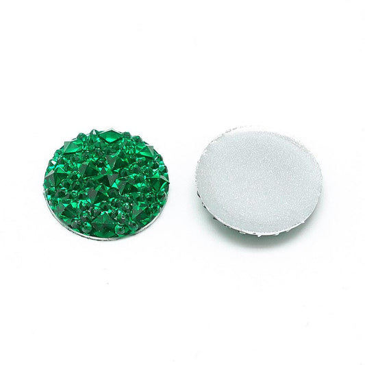 CA425 - 10 pcs Druzy Resin Embellishment Cabochons Green - 20mm - Shimmer Style