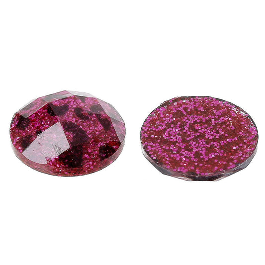 CA247 - 10 pcs Resin Embellishment Cabochons Pink Fuchsia and Black - 8mm - Faceted Glitter Dome Design - Animal Print - Leopard