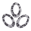 P2227 - 10 pcs. Gray Leopard Faux Fur Leather Dangle Charms Pendants - Oval - 60mm (2.36") - Great for Light Earrings or Dangles! Black Back