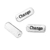 P322 - 10 pcs. Antique Silver "Change" Rectangle Charms Pendants - 21mm X 8mm