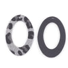 P2227 - 10 pcs. Gray Leopard Faux Fur Leather Dangle Charms Pendants - Oval - 60mm (2.36") - Great for Light Earrings or Dangles! Black Back