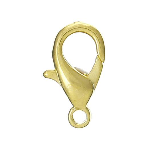 CL116 - 200 pcs. Gold Plated Lobster Clasps - 10mm X 6mm - 3mm Thick - Claw Clasps