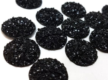 CA495 - 10 pcs Druzy Resin Embellishment Cabochons Black - 20mm - Dome Style