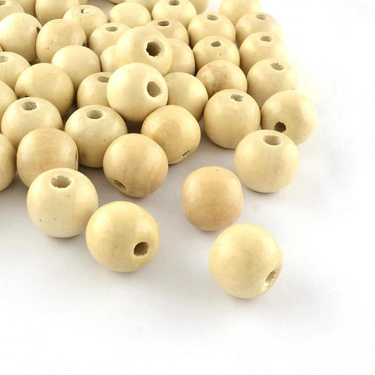 BD325 - 200 pcs Cream Varnished Wooden Wood Round Spacer Beads - 10x9mm (3/8")
