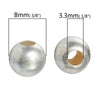 BD385 - 2 pcs 925 Sterling Silver Smooth Ball Spacer Beads - 8mm - Hole Size: 3.3mm - Platinum Plated - 1 gram