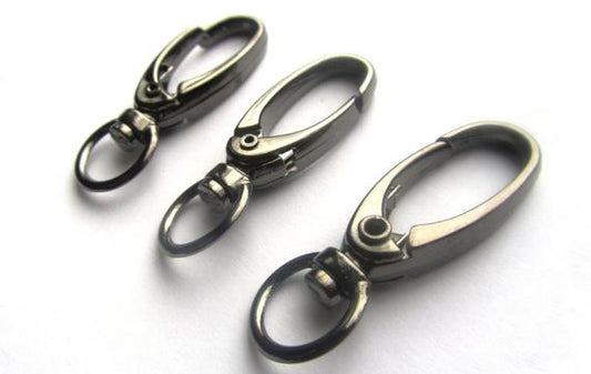 CL067C - 30 pcs. Gunmetal Lobster Swivel Clasps for Key Ring - 41 x 14mm - Claw Clasps