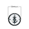 CA248 - 10 pcs Circle Compass Anchor Nautical Navigation Glass Round Dome Seals Tiles Cabochons - 12mm