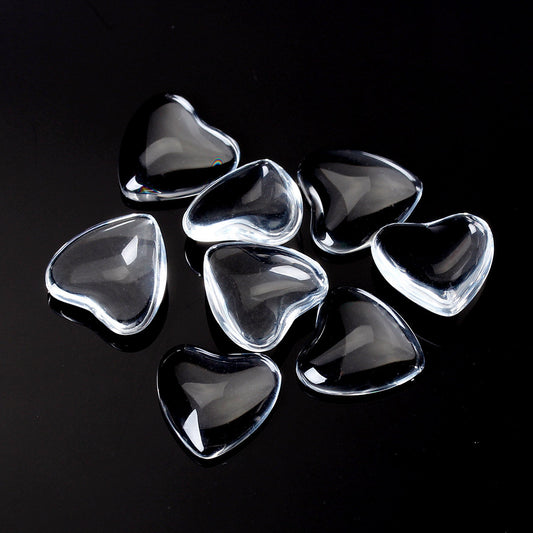 CA050 - 10 pcs. Heart Clear Round Glass Dome Seals Tiles - 12mm (0.47 in)