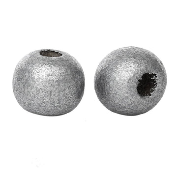 BD326 - 200 pcs Silver Gray Wooden Wood Round Spacer Beads - 10x9mm