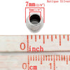 BD437 - 100 pcs Antique Silver Tone Smooth Drum METAL Spacer Beads - 7mm x 6mm - Large Hole: 4mm - Fits European Cords!